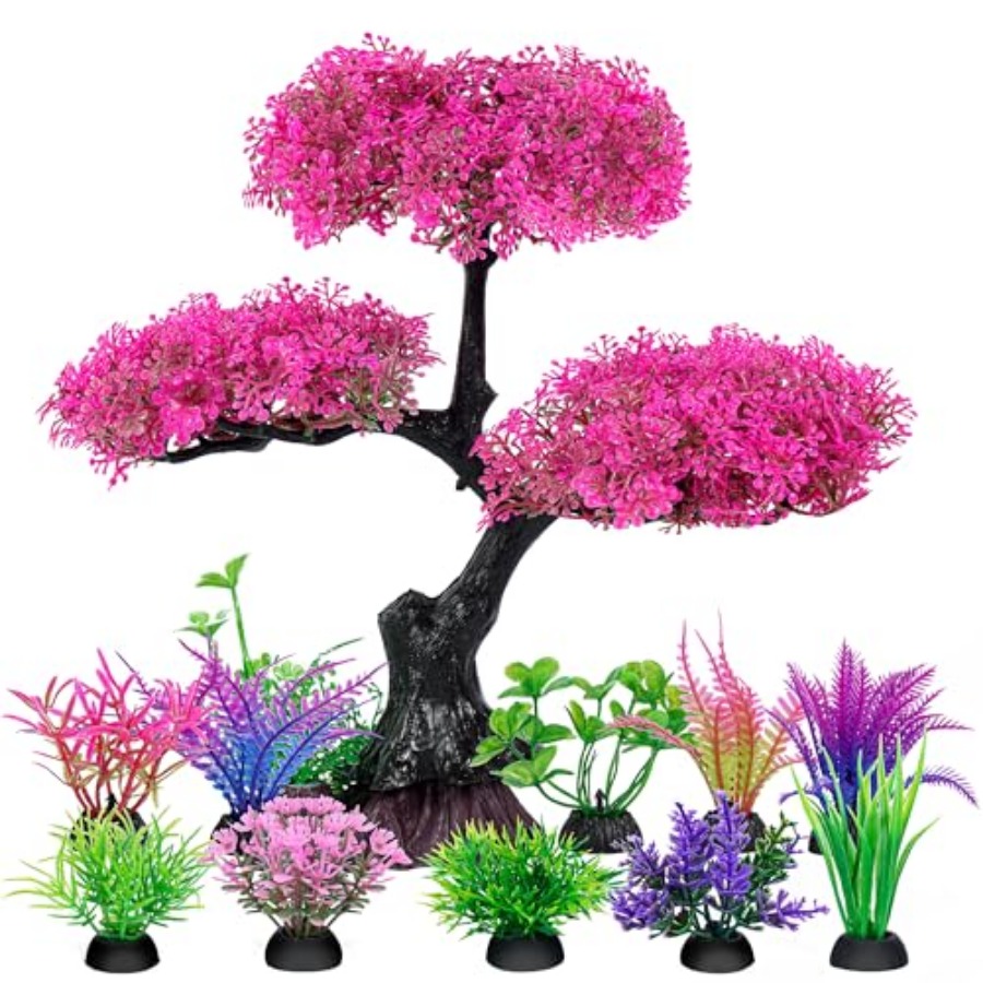 Planted Aquarium Betta - Aquarium Artificial Plastic Plants Decoration, Pink