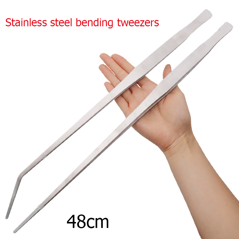 Aquarium Plant Utensils - Stainless steel thick curved straight tweezers