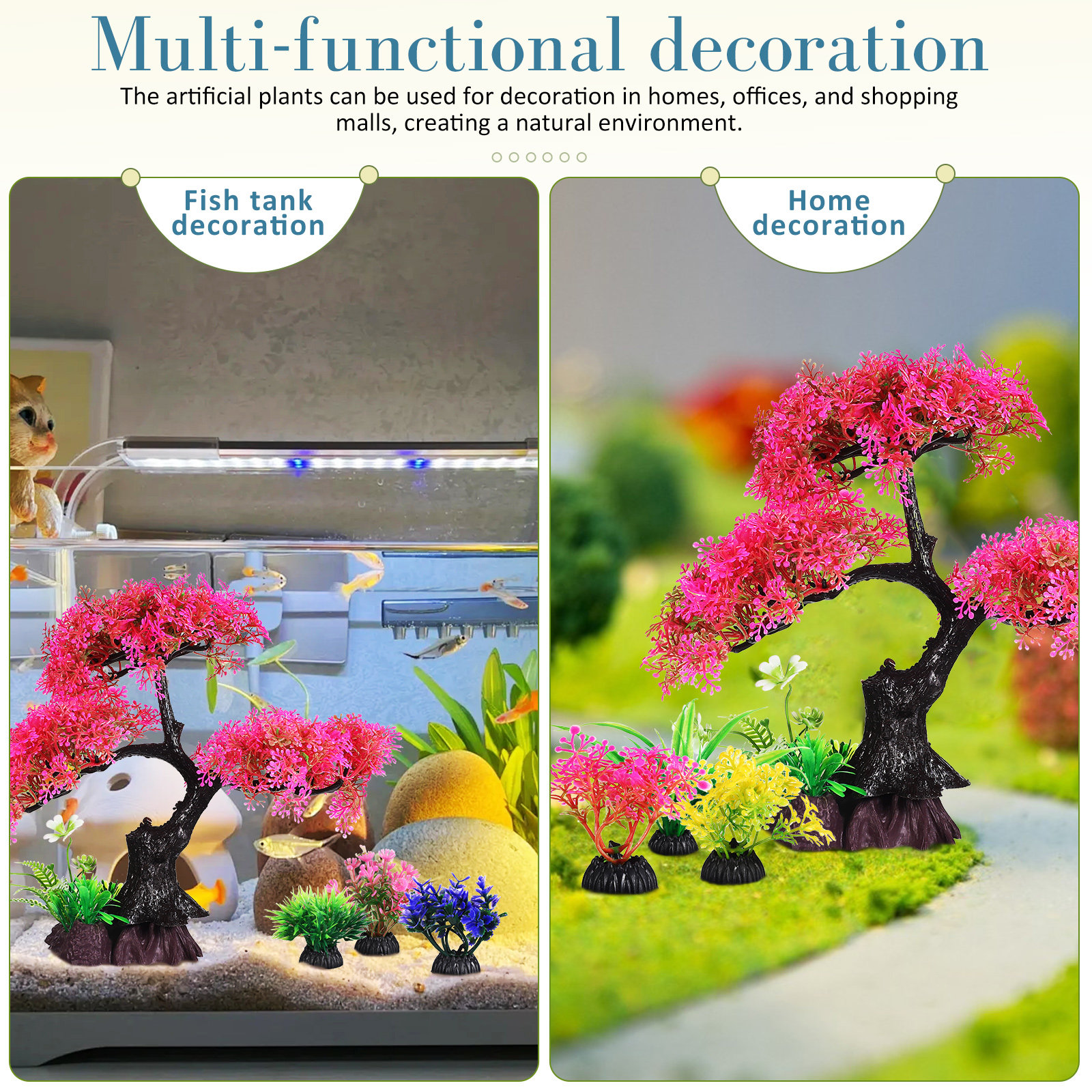 Planted Aquarium Betta - 10Pcs Realistic Aquarium Plants Plastic Fish