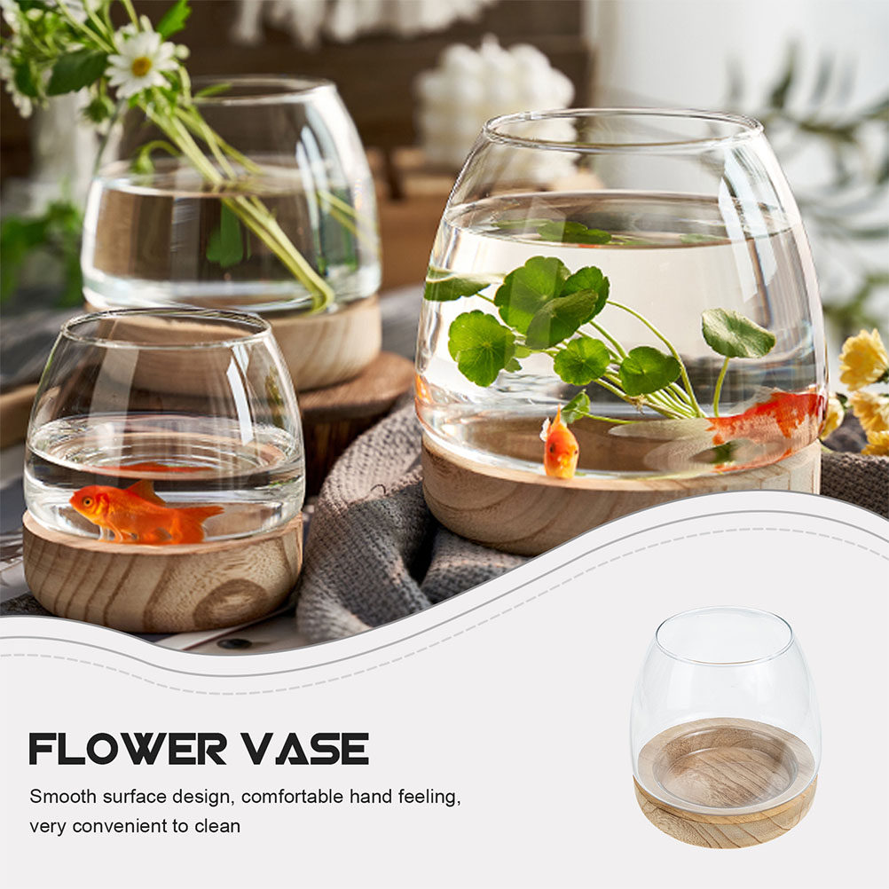 1Set Wooden Base Glass Hydropo - Aquarium Plant Original recensione e prezzo